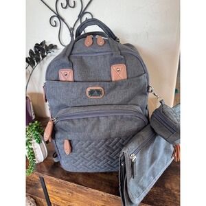 Dikaslon diaper bag backpack dark gray lots of pockets insulated changing pad‎